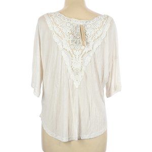Denim & Supply L Lace Back Creamy White Blouse Top